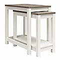 Ameriwood Home Chapel Hill Rustic Farmhouse Nesting Table 2-Piece Set, 23-1/2"H x 24"W x 15"D, White/Brown Oak