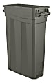 Suncast Commercial Narrow Rectangular Resin Trash Can, With Handles, 23 Gallons, 30"H x 11"W x 22"D, Gray 1 thumbnail image
