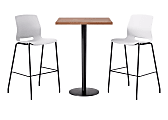 KFI Studios Proof Bistro Square Pedestal Table, Includes 2 Stools, 43-1/2”H x 30”W x 30”D, River Cherry Top/Black Base/White Chairs - 840031942395 1 thumbnail image