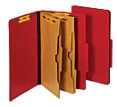 Pendaflex® Classification Folders With Fasteners, 2/5 Cut, 2.5" Expansion, Legal Size, 60% Recycled, Bright Red, Box of 10
