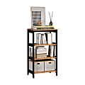 Trendfurn Streamline 36”H 3-Shelf Bookcase, Black/Natural 1 thumbnail image