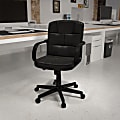 Flash Furniture LeatherSoft™ Faux Leather Mid-Back Swivel Task Chair With Arms, Black