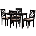 Baxton Studio Henry 5-Piece Dining Set, 29-1/8"H x 43-5/16"W x 27-9/16"D, Sand/Dark Brown 1 thumbnail image