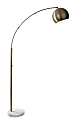Adesso® Astoria Arc Floor Lamp, 78"H, Antique Brass Shade/White Marble Base