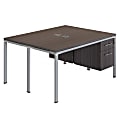 Boss Office Products Simple System Workstation Double Desks, Face To Face With 2 Pedestals, 29-1/2”H x 60”W x 60”D, Driftwood