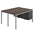 Boss Office Products Simple System Workstation Double Desks, Face To Face With 2 Pedestals, 29-1/2”H x 60”W x 60”D, Driftwood 1 thumbnail image