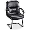 Lorell® Tufted Bonded Leather High-Back Guest Chair, Black