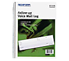 Rediform Follow-Up Voice Mail Log Book - 500 Sheet(s) - Wire Bound - 1 Part - 8" x 10 5/8" Sheet Size - White Sheet(s) - Blue Print Color - Recycled - 1 Each