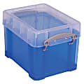 Really Useful Box® Plastic Storage Container With Built-In Handles And Snap Lid, 3 Liters, 6 1/2" x 7 1/4", 9 1/2" x 7 1/4" x 6 1/2", Blue