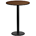 Flash Furniture Laminate Round Table Top With Round Bar-Height Table Base, 43-1/8"H x 24"W x 24"D, Walnut/Black
