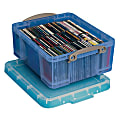 Really Useful Box® Plastic Storage Box, 17 Liters, 19" x 14" x 7", Blue