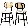 Baxton Studio Darrion Mid-Century Modern Fabric And Finished Wood Counter Stools With Backs, Cream/Black, Set Of 2 Stools 1 thumbnail image