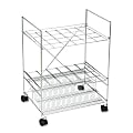 Safco Chrome Wire Roll File, 24 Compartment - 100 lb Capacity - 4 Casters - 1.50" Caster Size - Steel - x 24" Width x 17.3" Depth x 31.8" Height - Chrome - 1 Each