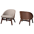 Baxton Studio Lovella Mid-Century Modern 2-Piece Accent Chair Set, Gray/Walnut Brown