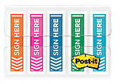 Post-it® Notes Sign Here Printed Flags, 1" x 1-3/4", Assorted Colors, Pack Of 100 Flags