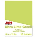 JAM Paper® Full-Page Mailing And Shipping Labels, Rectangle, 8 1/2" x 11", Green, Pack Of 10