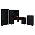 Bush Business Furniture Fairview 60"W L-Shaped Desk With Hutch, Storage Cabinet With Drawer And 5-Shelf Bookcase, Antique Black, Standard Delivery 1 thumbnail image