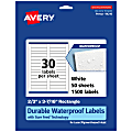 Avery® Waterproof Permanent Labels With Sure Feed®, 94210-WMF50, Rectangle, 2/3" x 3-7/16", White, Pack Of 1,500