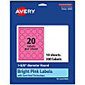 Avery® Print-To-The-Edge Labels With Sure Feed® Technology And Easy Peel® Label Feature, 94507-BPP10, Round, 1-5/8", Matte Bright Pink, Pack of 200 1 thumbnail image