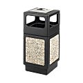 Safco® Plastic/Stone Aggregate Receptacle, 38 Gallons, 39" x 18 1/4" x 18 1/4", Black