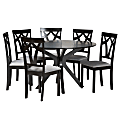 Baxton Studio Luise Fabric And Finished Wood 7-Piece Dining Set, 30”H x 44-15/16”W x 44-15/16”D, Gray/Dark Brown 1 thumbnail image