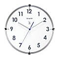 Sharp® Atomic Round Wall Clock, 11", White/Silver 1 thumbnail image