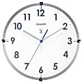 Sharp® Atomic Round Wall Clock, 11", White/Silver 1 thumbnail image