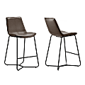 Glamour Home Amery Bar Stools, Black/Brown, Set Of 2 Stools