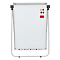 Charles Leonard Double Sided Magnetic Whiteboard Easel, 45”H x 32”W x 3-1/4”D, White, Silver Metal Frame 1 thumbnail image