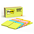 Post-it® Sticky Notes, 3 x 3 in, 12 Sticky Note Pads, 100 Sheets/Pad, School Supplies and Office Products, Assorted Colors