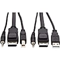 Tripp Lite DisplayPort KVM Cable Kit 3 in 1 4K USB 3.5mm Audio 3xM/3xM 10ft - 60 MB/s - Supports up to 3840 x 2160 - Gold Plated Contact - Black 1 thumbnail image