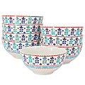 Gibson Home Village Vines Floral 8-Piece Fine Ceramic Bowl Set, 6”, White/Multicolor Blue 1 thumbnail image