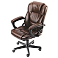 Office Depot® Brand High-Back Leather Chair, 43 3/4"H x 25"W x 28"D, Black Frame, Canyon Ridge Leather