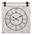 FirsTime & Co.® Farmstead Barn Door Wall Clock, Whitewash/Metallic Gray/Black 1 thumbnail image