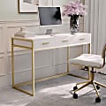 Martha Stewart Ollie 47-1/4"W Home Office Computer Desk With 3 Drawers, White/Polished Brass 1 thumbnail image