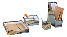 Realspace® 4-Piece Desk Accessory Set, Blue/Gold Marble 1 thumbnail image