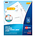 Avery® Big Tab™ Printable Large Label Dividers, Easy Peel®, White, 8-Tab, Pack Of 20 Sets 1 thumbnail image