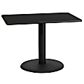 Flash Furniture Rectangular Laminate Table Top With Round Table Height Base, 31-3/16”H x 24”W x 42”D, Black