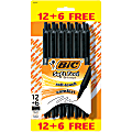 BIC® Soft Feel® Retractable Ballpoint Pens, Medium Point, 1.0 mm, Black Barrel, Black Ink, Pack Of 18 Pens 1 thumbnail image