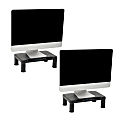 Mind Reader Plastic Monitor Stand Height Adjustable Laptop Computer Riser, 5-1/4"H x 10-1/2"W x 14-1/2"D, Black, Set of 2 StandsBlack