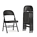 Flash Furniture Hercules Double-Braced Metal Folding Chairs, Set Of 4 Folding Chairs, Black