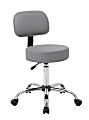 Boss Office Products Caressoft Medical Stool, With Back, Gray/Chrome