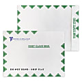 Zip Stick®,  White With Green First Class Border DuPont™ Tyvek® Open End Catalog Mailing Envelopes, 2-Color, Custom 10" x 13", Box Of 500