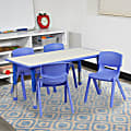Flash Furniture Rectangular Plastic Height-Adjustable Activity Table Set With 4 Chairs, 23-1/2"H x 23-5/8"W x 47-1/4"D, Blue 1 thumbnail image