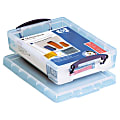 Really Useful Box® Plastic Storage Container With Built-In Handles And Snap Lid, 4 Liters, 14 5/8" x 10 1/4" x 3 3/8", Clear