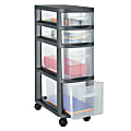 Office Depot® Brand Slim Plastic Storage Cart, 4 Drawers, 27"H x 9 3/4"W x 15"D, Black