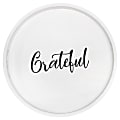 Elegant Designs Decorative Round Serving Tray, 1-11/16”H x 13-3/4”W x 13-3/4”D, White Wash Grateful