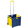 Honey-can-do Folding Utility Cart - Telescopic Handle - 75 lb Capacity - 17" Width x 8" Depth x 17" Height - Blue, Yellow
