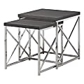 Monarch Specialties Mila Nesting Tables, 21-1/4"H x 19-3/4"W x 19-3/4"D, Gray/Chrome, Set Of 2 Tables 1 thumbnail image