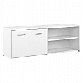 Bush® Business Furniture Hybrid Low Storage Cabinet With Doors And Shelves, 21-1/4”H x 59-3/16”W x 15-3/4”D, White, Standard Delivery